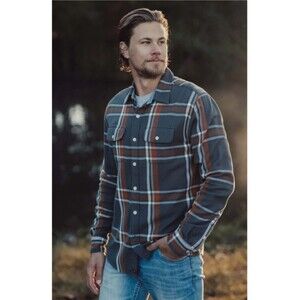 The Normal Brand Mens Medium Gray Plaid Cotton Flannel Button Up Casual Shirt